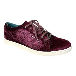 Ted Baker Men's LAMBRT Low Top Sneakers, Deep Burgundy Crushed Velvet US 10.5